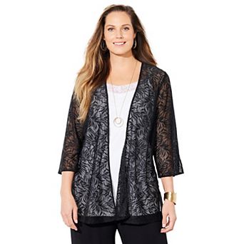 Catherines Women's Plus Size Anywear Lace Cardigan
