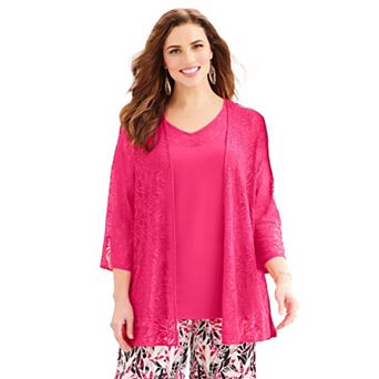 Catherines Women's Plus Size Anywear Lace Cardigan