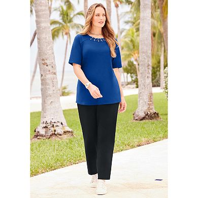 Catherines Women's Plus Size Suprema Studio Grommet Stud Top