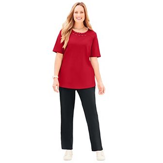 Catherines Women's Plus Size Suprema Studio Grommet Stud Top