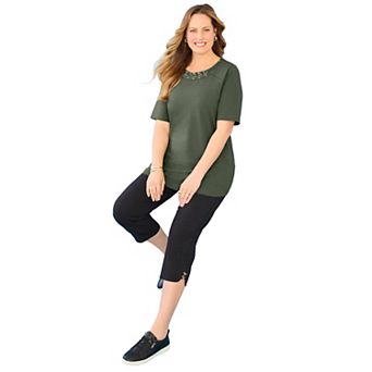 Catherines Women's Plus Size Suprema Studio Grommet Stud Top