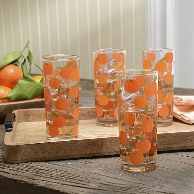 Home Essentials 4-Piece Fresh Picks Lemon High Ball Glass Set