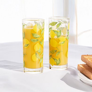 Home Essentials 4-Piece Fresh Picks Lemon High Ball Glass Set