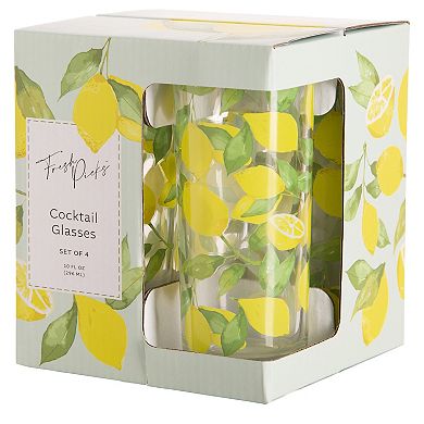 Home Essentials 4-Piece Fresh Picks Lemon High Ball Glass Set