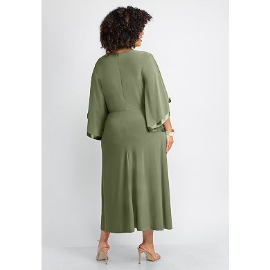 Catherines Women's Plus Size V-Neck Twist Maxi Dress