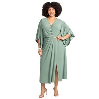 Catherines Women's Plus Size V-Neck Twist Maxi Dress