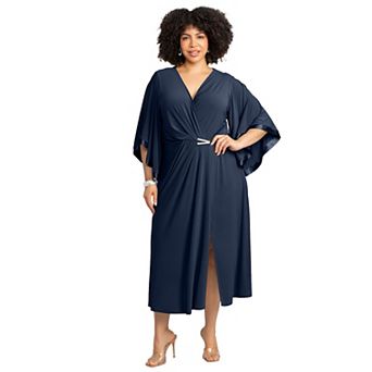 Catherines Women's Plus Size V-Neck Twist Maxi Dress