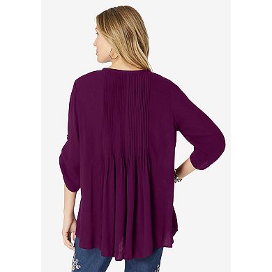 Roaman's Women's Plus Size Hand Crinkled Tara Shirt