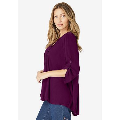 Roaman's Women's Plus Size Hand Crinkled Tara Shirt
