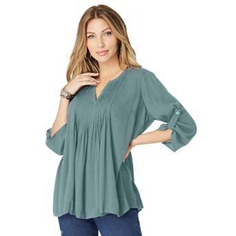 Roaman's Women's Plus Size Hand Crinkled Tara Shirt