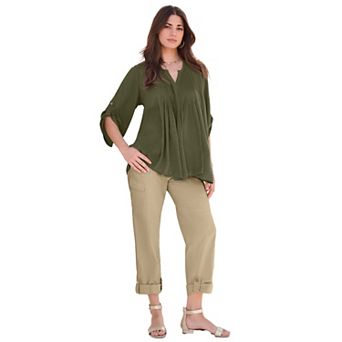 Roaman's Women's Plus Size Hand Crinkled Tara Shirt