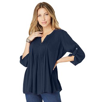 Roaman's Women's Plus Size Hand Crinkled Tara Shirt