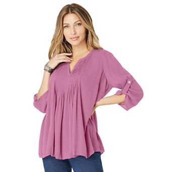 Roaman's Women's Plus Size Hand Crinkled Tara Shirt