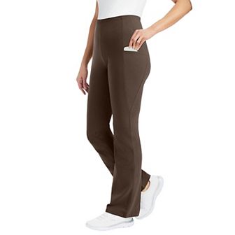 Woman Within Plus Size Stretch-Cotton Knit Pull-On Bootcut Pocket Leggings