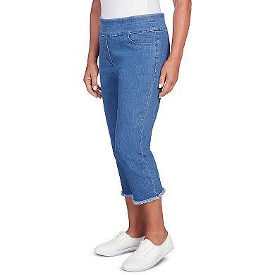 Petite Alfred Dunner Denim Fringe Capri Pants