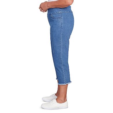 Petite Alfred Dunner Denim Fringe Capri Pants