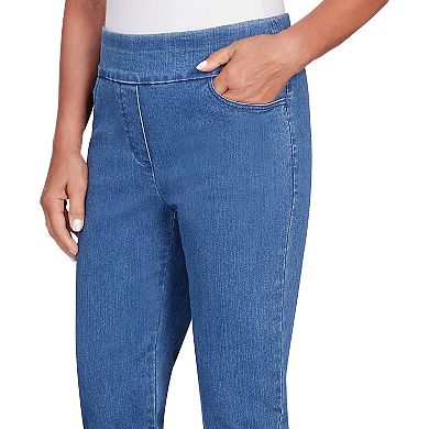 Petite Alfred Dunner Denim Fringe Capri Pants