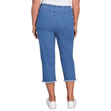 Petite Alfred Dunner Denim Fringe Capri Pants