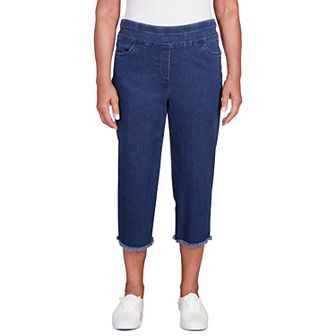 Petite Alfred Dunner Denim Fringe Capri Pants