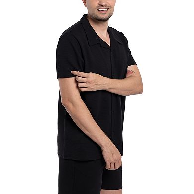 Men's Short Sleeve Camp Collar Button Up Shirt