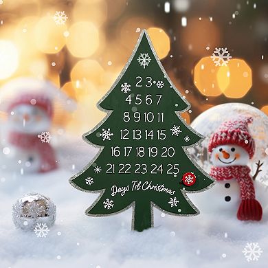 Parisloft Christmas Tree Countdown With Magnets, Metal Christmas Countdown Sign