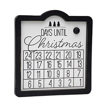 Parisloft Days Until Christmas Black Framed Wood Wall Countdown Calendar with Magnet