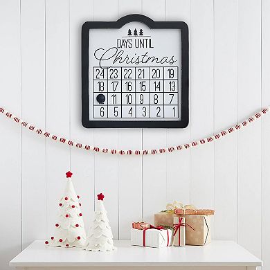 Parisloft Days Until Christmas Black Framed Wood Wall Countdown Calendar with Magnet