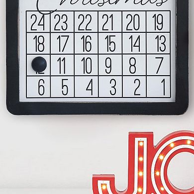 Parisloft Days Until Christmas Black Framed Wood Wall Countdown Calendar with Magnet