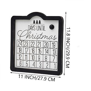 Parisloft Days Until Christmas Black Framed Wood Wall Countdown Calendar with Magnet