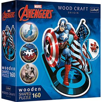 Trefl Wood Craft 160 pc Wooden Puzzle - Marvel - Fearless Captain America