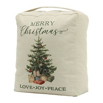 Parisloft Merry Christmas Fabric Door Stop with handle, Christmas Decor