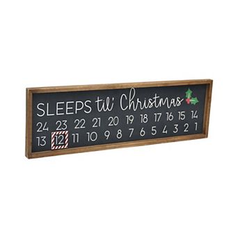 Parisloft Sleeps Til' Christmas Wood Frame Wall Countdown Calendar with Magnet