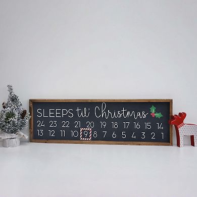 Parisloft Sleeps Til' Christmas Wood Frame Wall Countdown Calendar with Magnet
