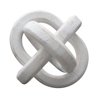Parisloft Farmhouse Wood Chain Knot Decor, 3-Link Wood Chain Link Decor, White, 6 inch
