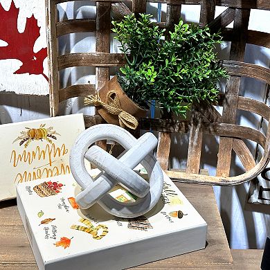 Parisloft Farmhouse Wood Chain Knot Decor, 3-Link Wood Chain Link Decor, White, 6 inch