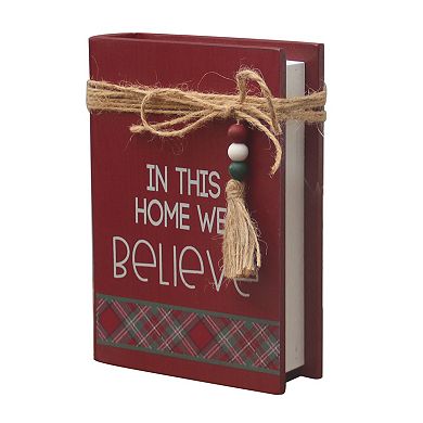 Parisloft In This Home We Believe Christmas Wood Faux Books Decorative Sign