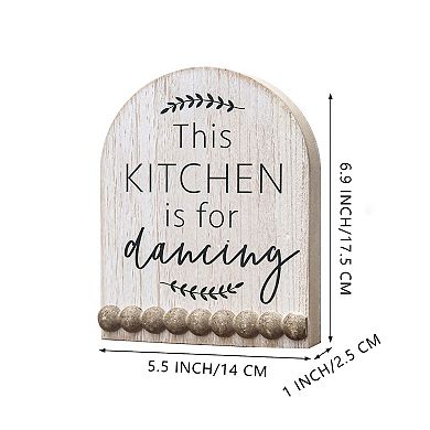 Parisloft This Kitchen Is for Dancing Arch Wood Tabletop Decor, 5.5"W x 6.875"H