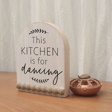 Parisloft This Kitchen Is for Dancing Arch Wood Tabletop Decor, 5.5"W x 6.875"H