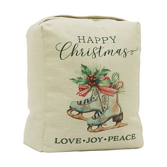 Parisloft Happy Christmas Fabric Door Stop with handle, Christmas Decor