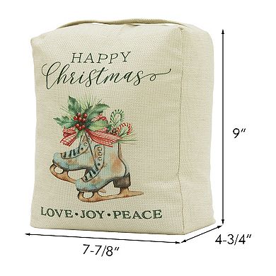 Parisloft Happy Christmas Fabric Door Stop with handle, Christmas Decor