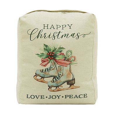 Parisloft Happy Christmas Fabric Door Stop with handle, Christmas Decor