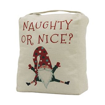 Parisloft Christmas Fabric Door Stop with Handle - Naughty or Nice, Christmas Decor