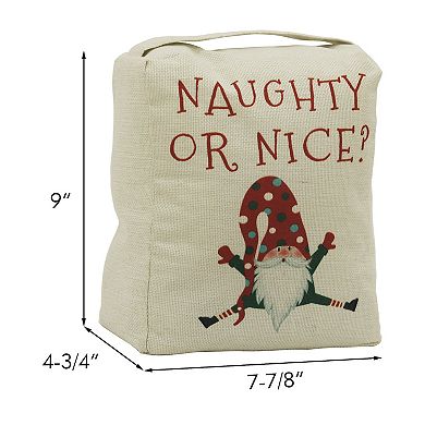 Parisloft Christmas Fabric Door Stop with Handle - Naughty or Nice, Christmas Decor