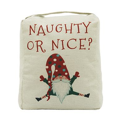 Parisloft Christmas Fabric Door Stop with Handle - Naughty or Nice, Christmas Decor