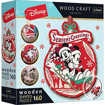 Trefl Wood Craft 160 pc Wooden Puzzle - Disney's Christmas Mickey Mouse