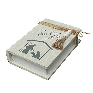 Parisloft True Story Decorative Faux Wood Book Christmas Decor - Cream ...