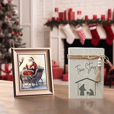 Parisloft True Story Decorative Faux Wood Book Christmas Decor - Cream ...