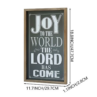 Parisloft Farmhouse Wood Christmas Wall Sign - Joy To the World the Lord Has Come