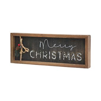 Parisloft Merry Christmas Farmhouse Wood Farmed Tabletop Sign