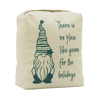 Parisloft Christmas Fabric Door Stop with handle - There Is No Place Like Gnome for the Holiday